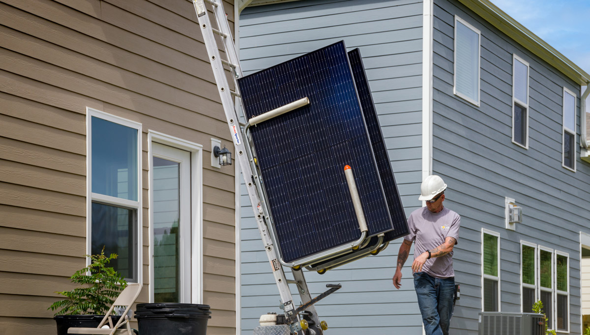 Putting solar panels on house