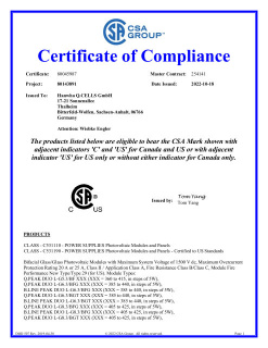 Qcells Certificate CSA UL61730 G2G 2022-10 NA CA