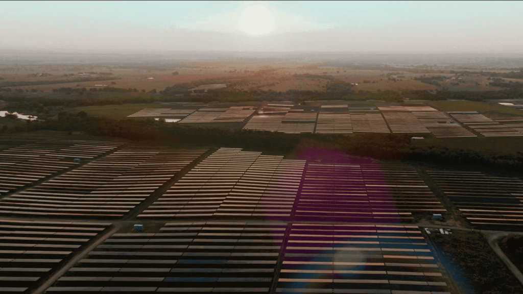 Sunset over solar farm
