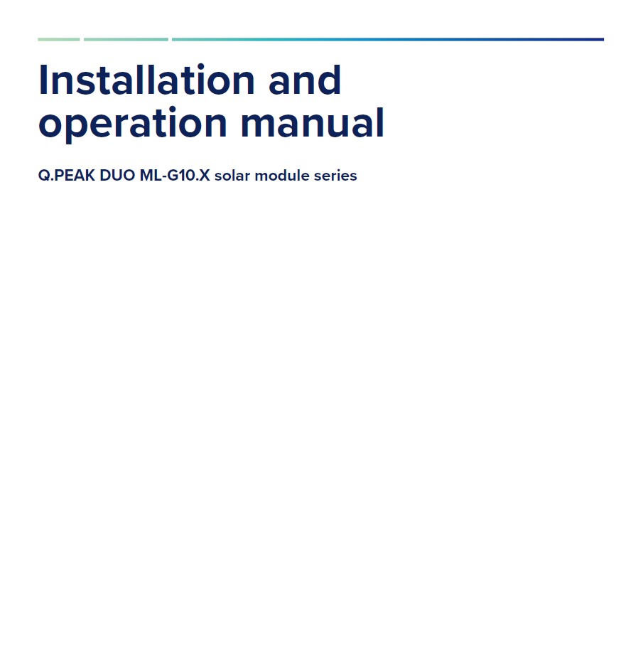 Q.PEAK DUO ML-G10.X solar module series Installation and Operation Manual