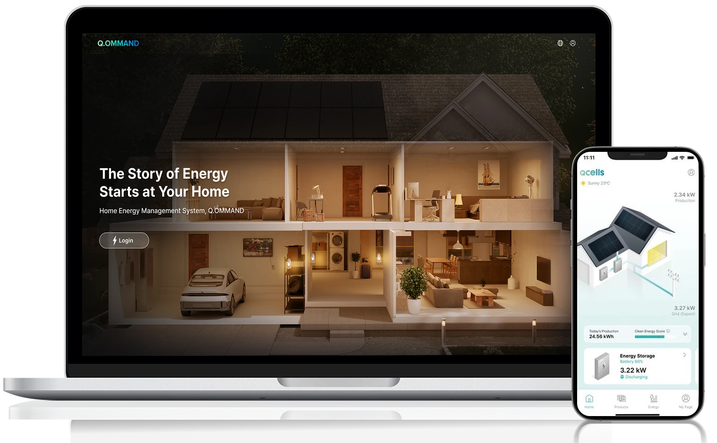 Q.OMMAND on laptop and mobile phone